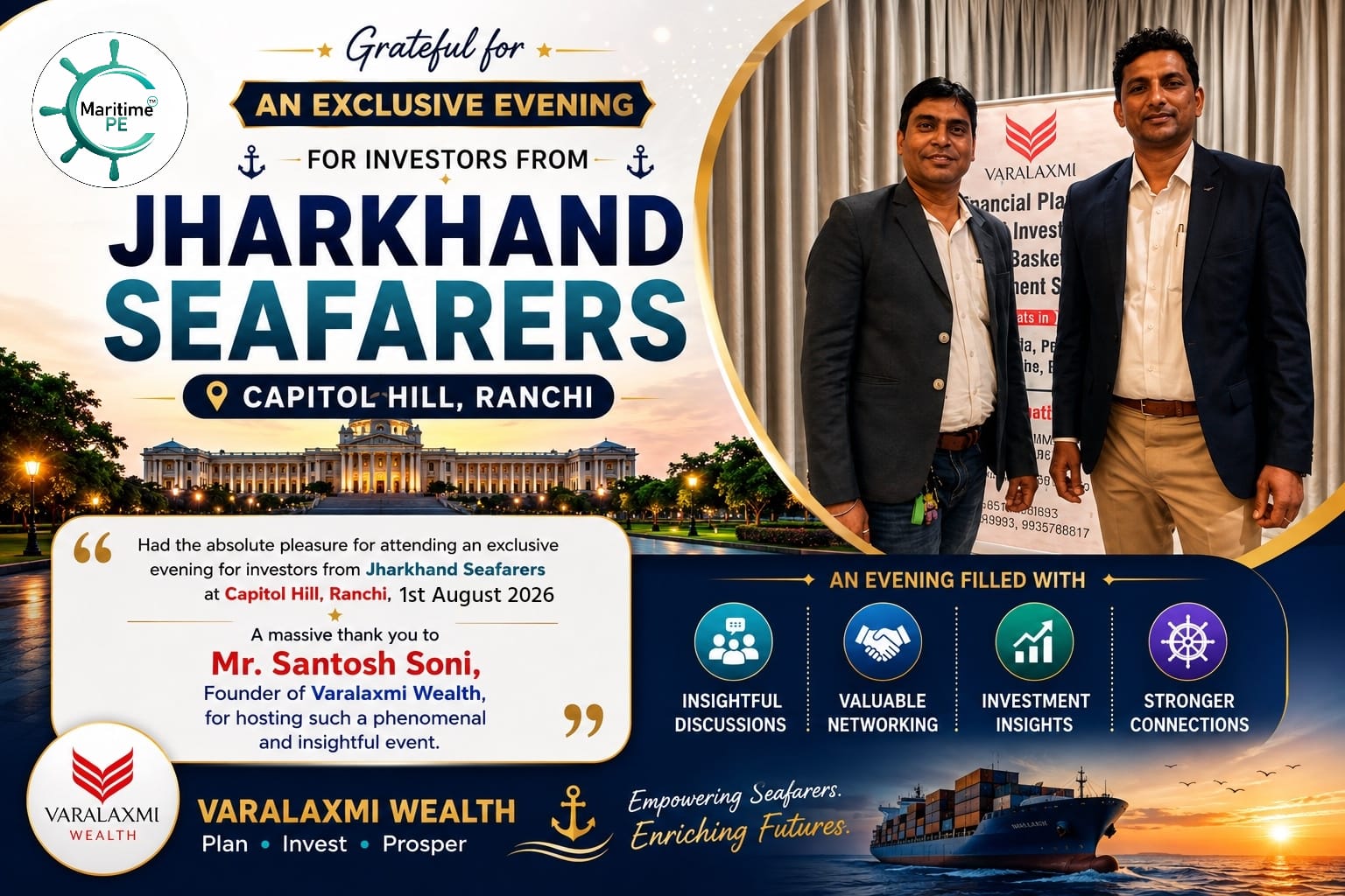 An exclusive evening for investors from Jharkhand Seafarers at Capitol Hill, Ranchi